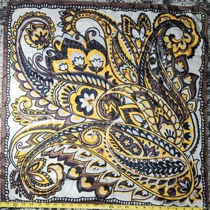 Vintage DeMura 100% Silk Brown Gold Beige Paisley Turned Edge Made in Italy 1970